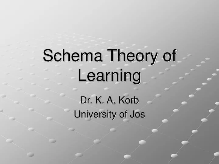 schema theory of learning n.
