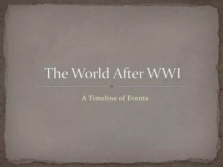 the world after wwi n.