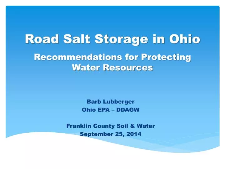 road salt storage in ohio recommendations for protecting water resources n.