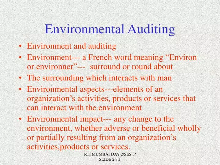 environmental auditing n.