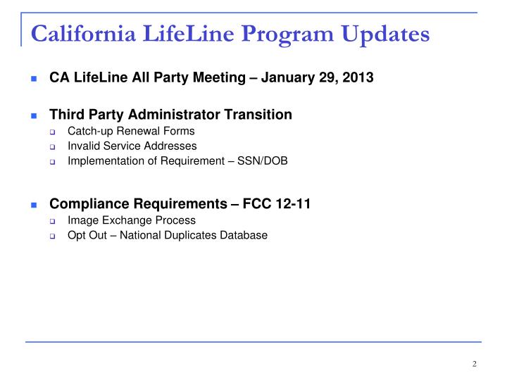 ppt california lifeline program update powerpoint presentation california lifeline renewal form