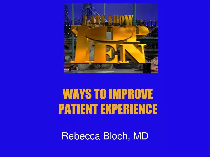 ways to improve patient experience n.