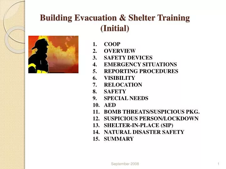 PPT Building Evacuation & Shelter Training (Initial) PowerPoint