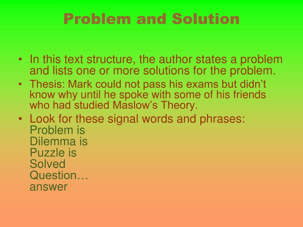 problem and solution signal words