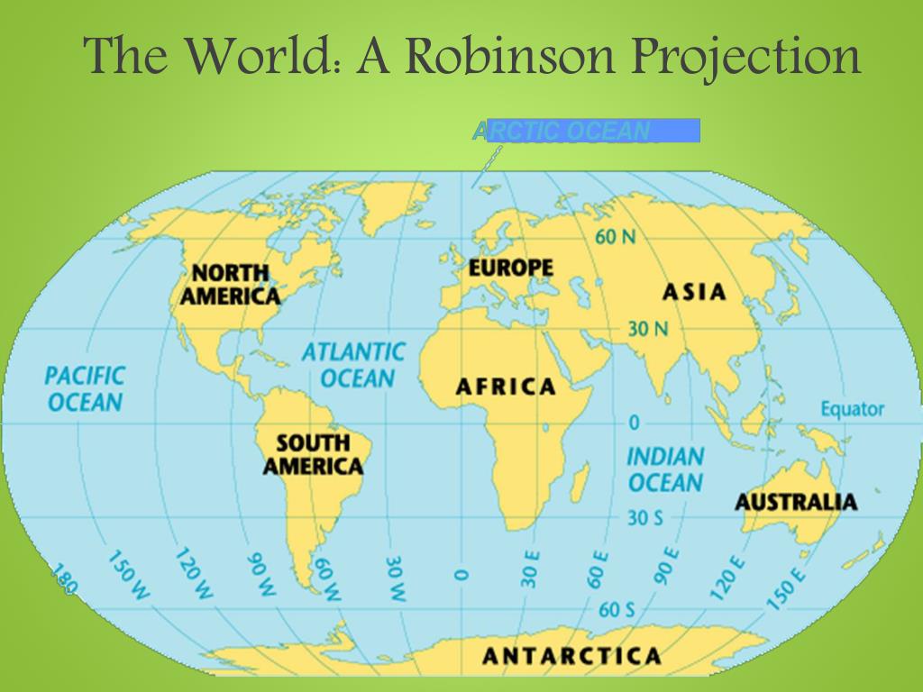 Robinson Projection Labeled Map