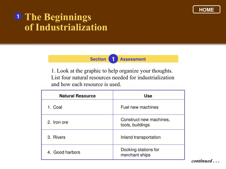 the beginnings of industrialization the beginnings of industrialization