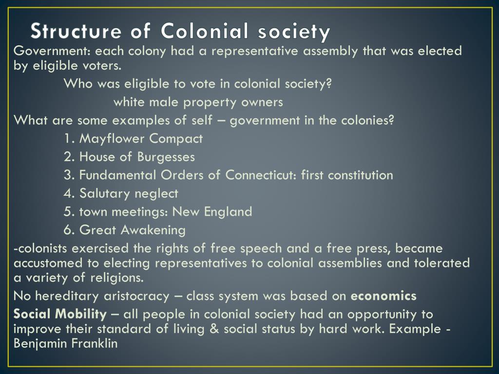 Elements Of Colonial Society