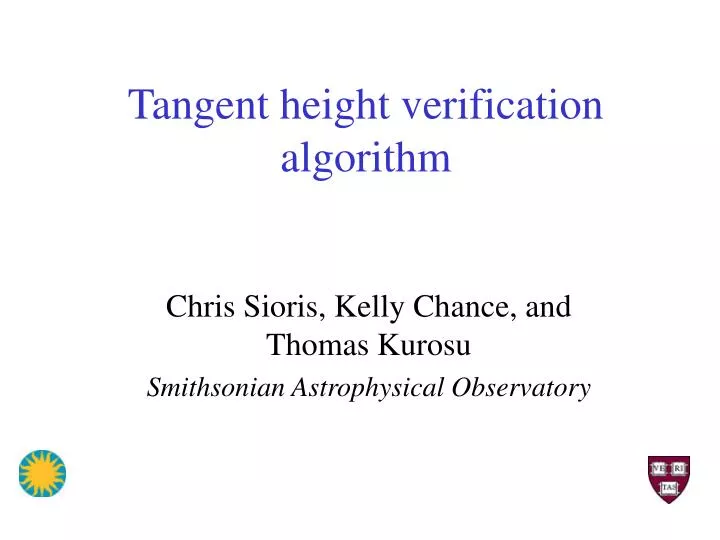 PPT Tangent height verification algorithm PowerPoint Presentation