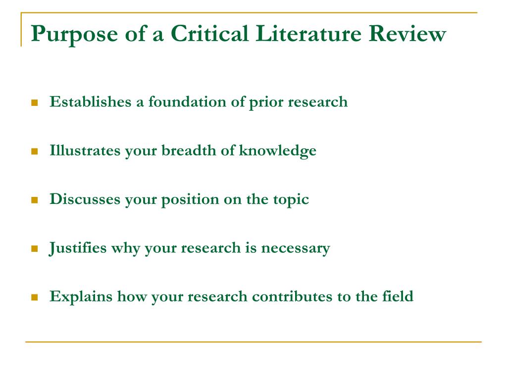 purpose of critical literature review