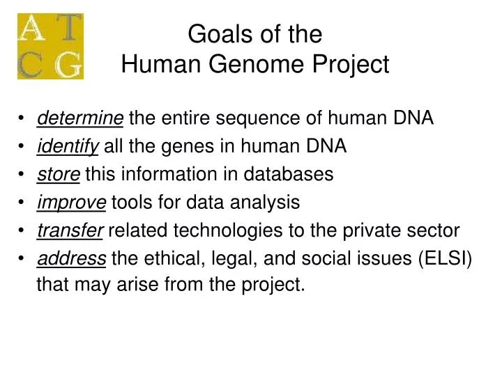 goals of the human genome project n.