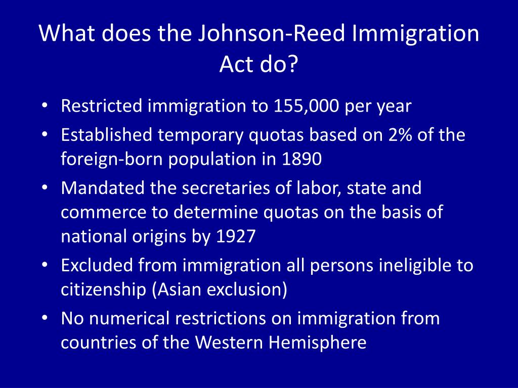 What Is The Johnson-Reed Act Summary