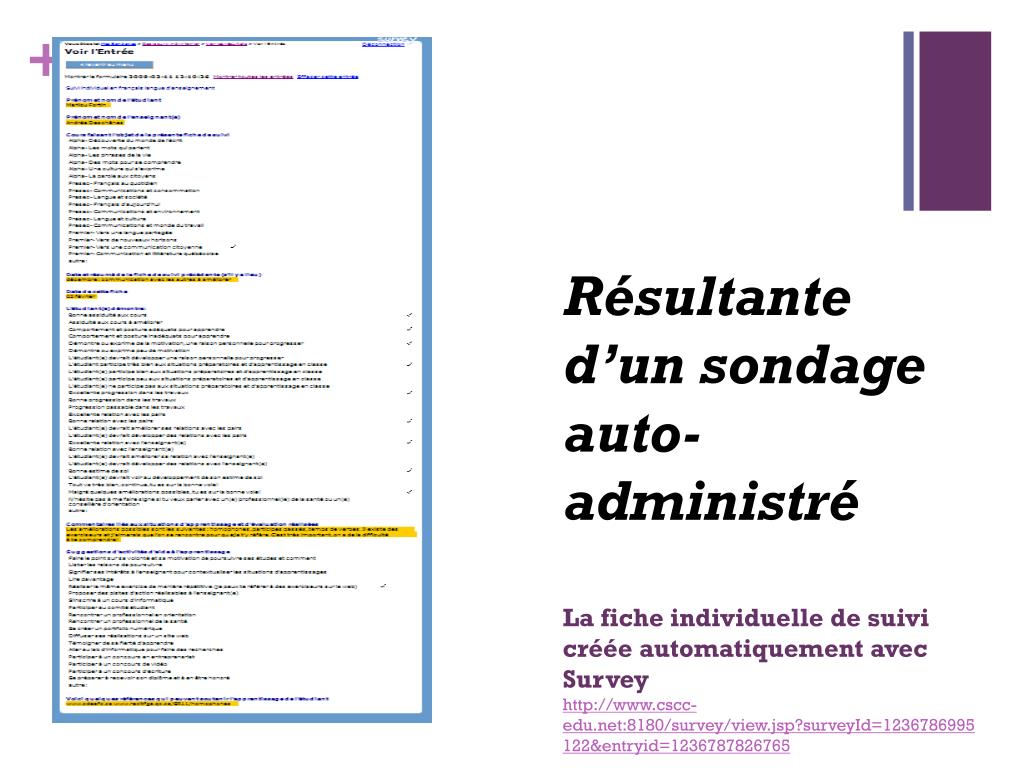 PPT - Les usages de l’outil de sondage/formulaire en ligne SURVEY ...