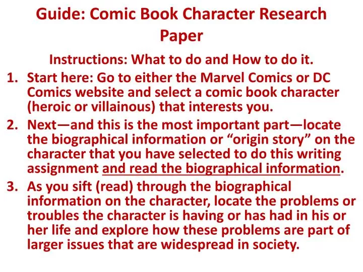 comic book research paper topics