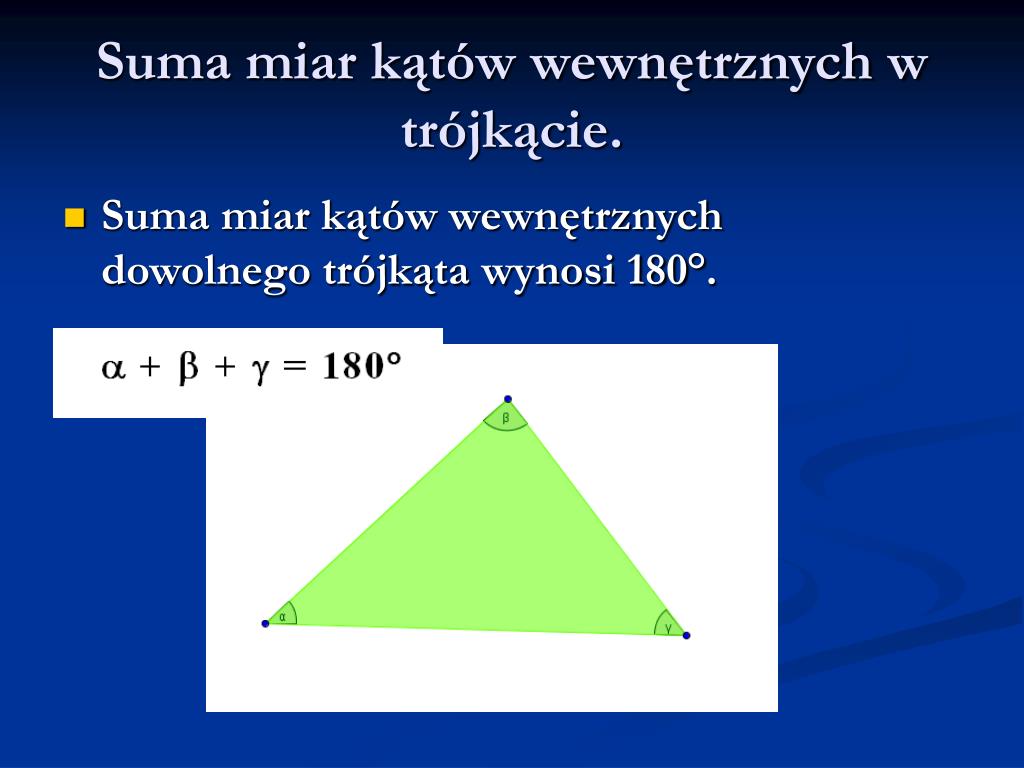Suma Miar Kątów W Trójkącie PPT - Rodzaje trójkątów PowerPoint Presentation, free download - ID:5848487