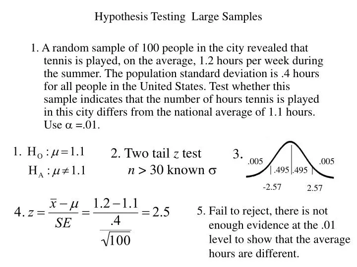 large sample hypothesis testing