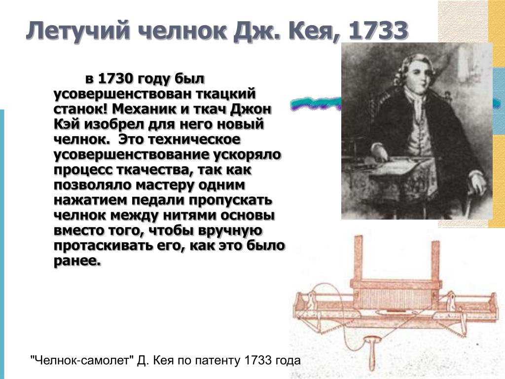 Летучий челнок. Джон Кей ткацкий станок. Джон Кей изобрел Летучий челнок. Самолетный челнок Джона Кея 1733. Механический челнок Джона Кея.