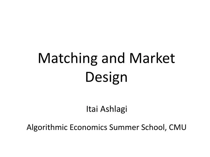 matching and market design n.