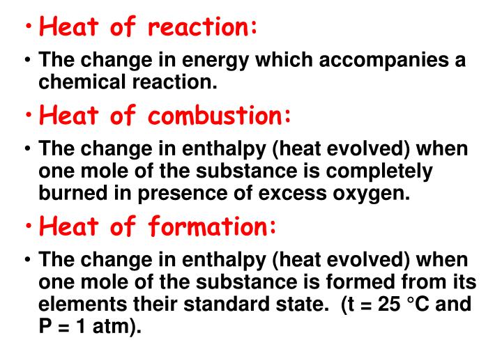 heat evolved during combustion