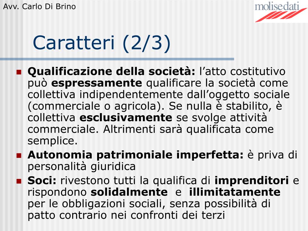 Società In Nome Collettivo Responsabilità Dei Soci PPT - Società in nome collettivo Società in accomandita semplice