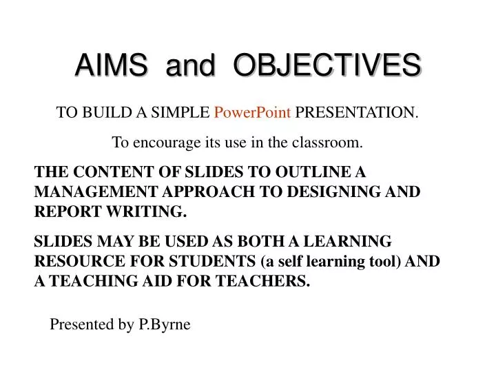 PPT - AIMS and OBJECTIVES PowerPoint Presentation, free download - ID ...