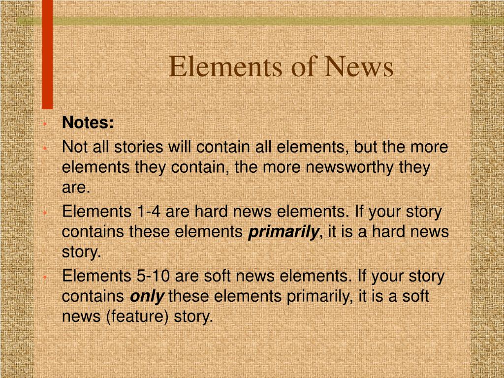 elements of news presentation