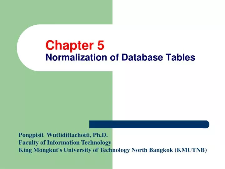 chapter 5 normalization of database tables n.