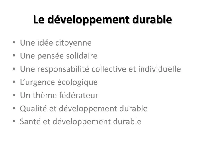 PPT - Le Développement Durable PowerPoint Presentation, Free Download ...