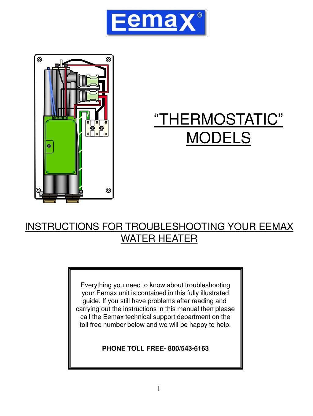 PPT INSTRUCTIONS FOR TROUBLESHOOTING YOUR EEMAX WATER HEATER