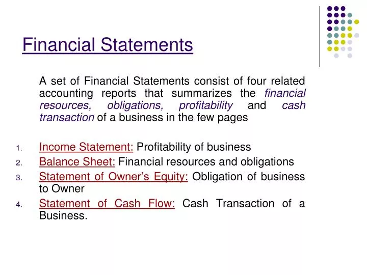 PPT - Financial Statements PowerPoint Presentation, free download - ID ...