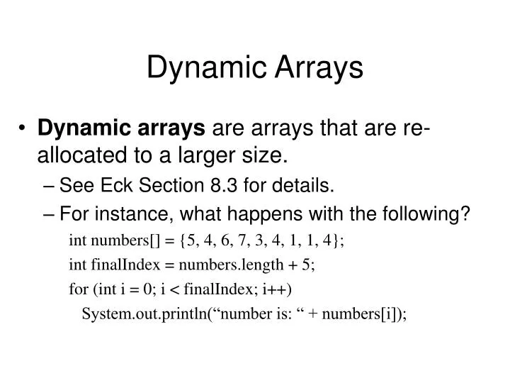 PPT - Dynamic Arrays PowerPoint Presentation, free download - ID:5865506