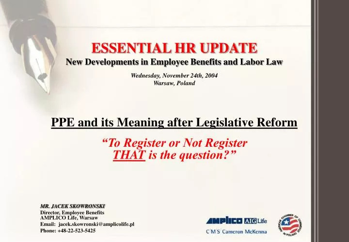 PPT - ESSENTIAL HR UPDATE New Developments in Employee Benefits and ...