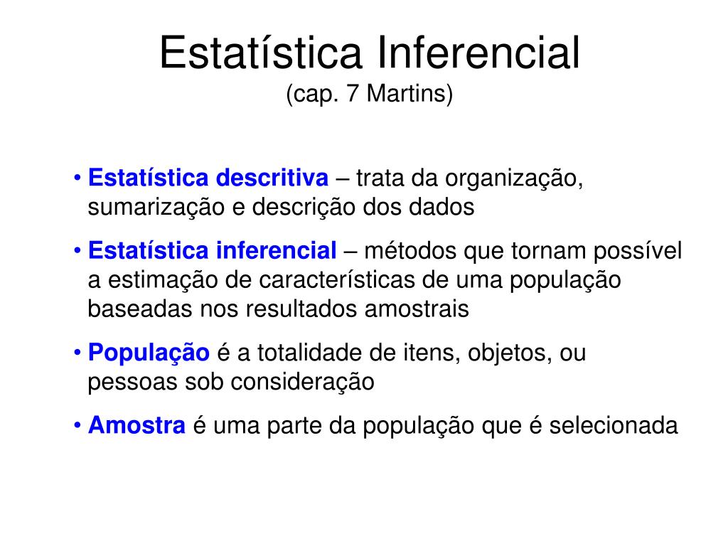 Ppt Estatística Inferencial Cap 7 Martins Powerpoint Presentation