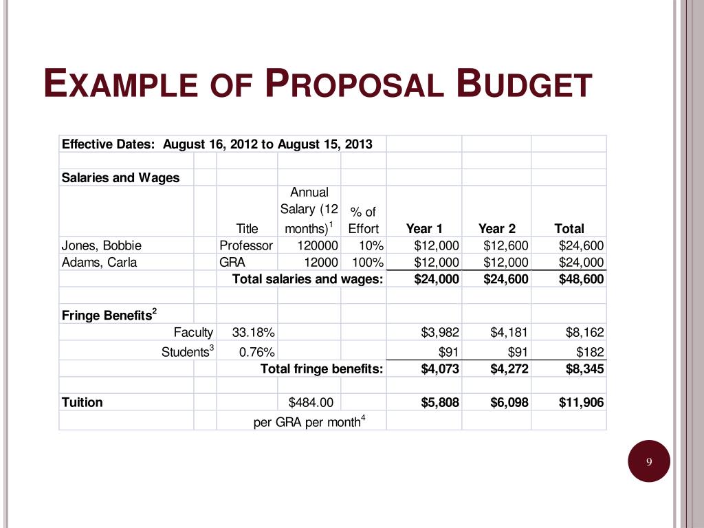 Research Proposal Budget Template Prntbl concejomunicipaldechinu gov co