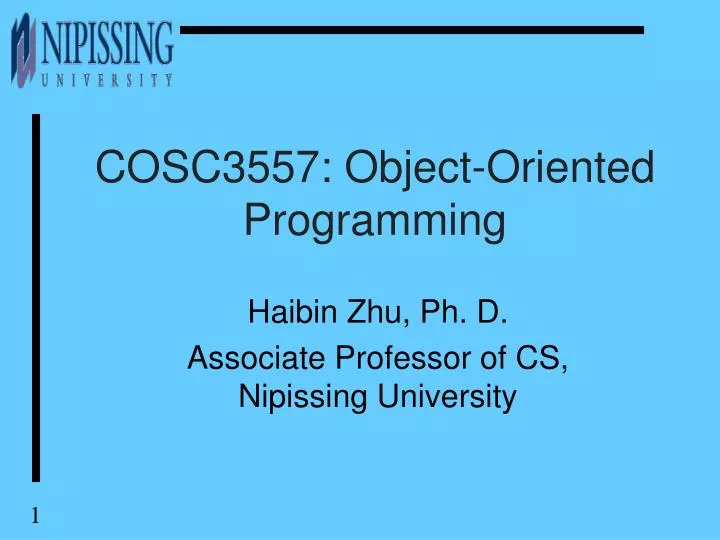 PPT - COSC3557: Object-Oriented Programming PowerPoint Presentation ...