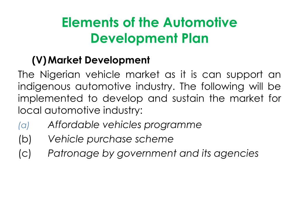 PPT - The Nigerian Automotive Industry Development Plan PowerPoint