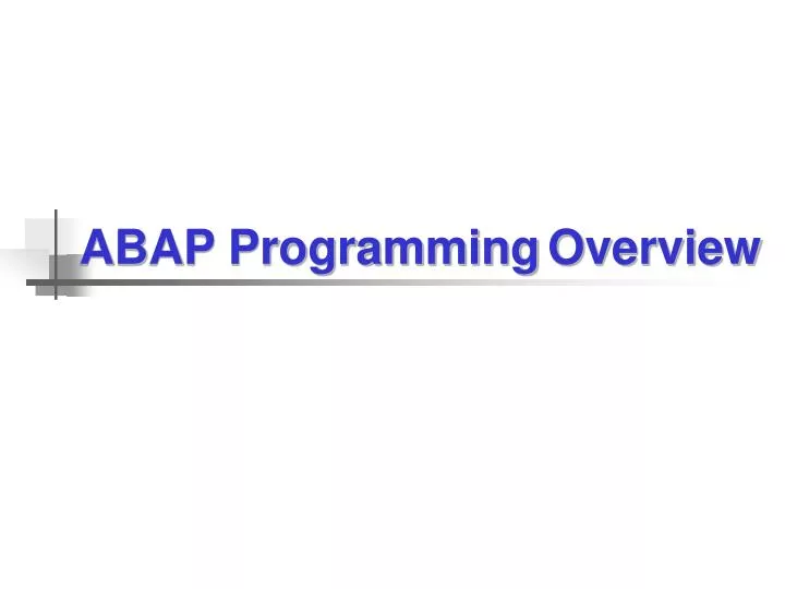 abap programming overview n.