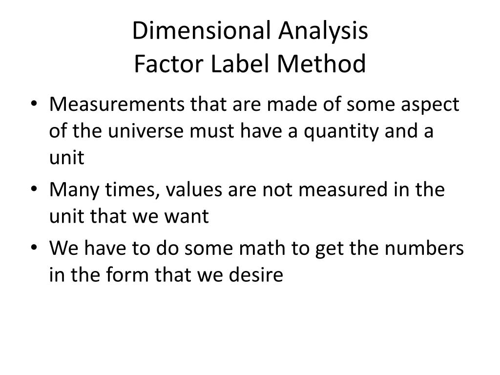 33 Dimensional Analysis Factor Label Method Labels Database 2020