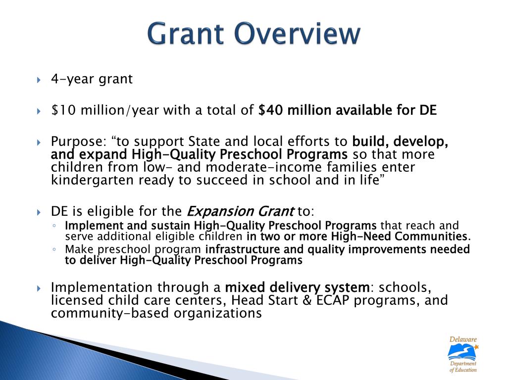 PPT US DOE Preschool Development Grants Competition “Expansion Grant