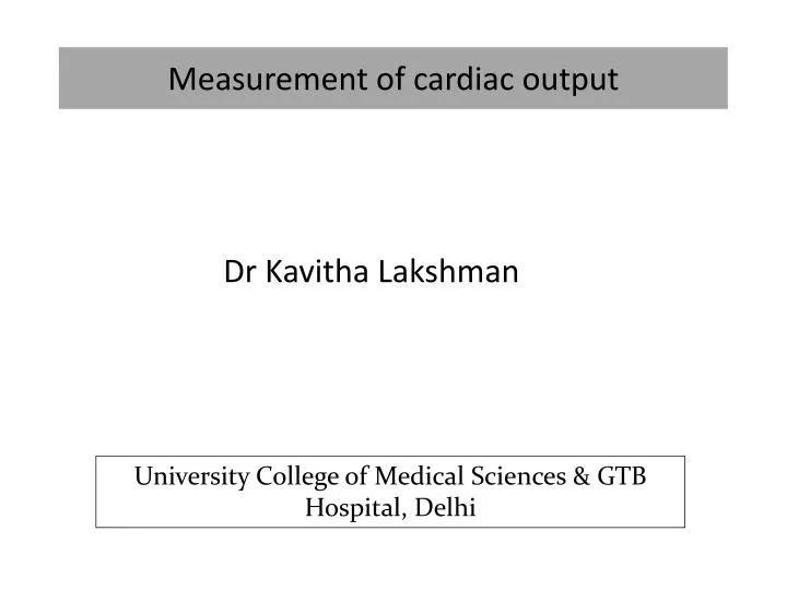 Measurement Of Cardiac Output