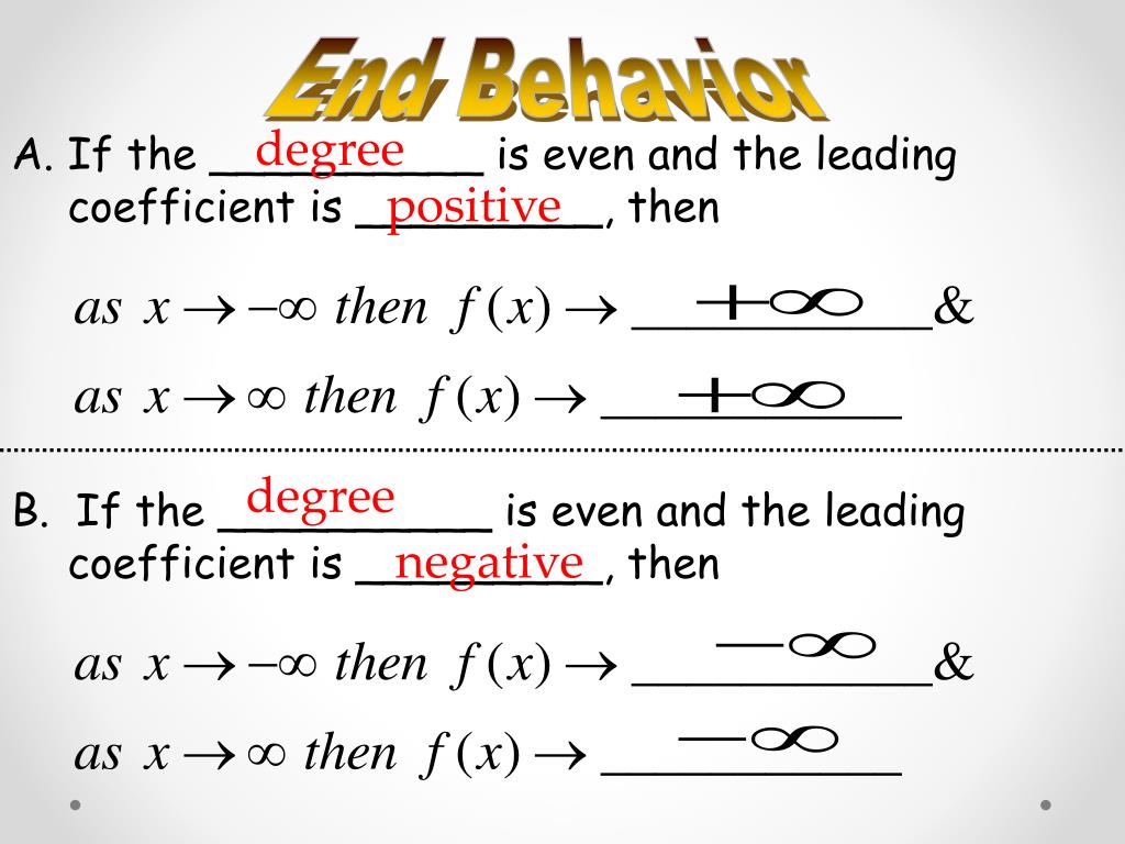 End Behavior Math Worksheets