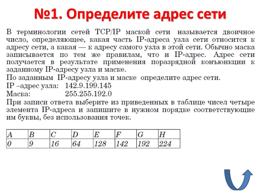 Как определить адрес узла Определите адрес сети и адрес узла