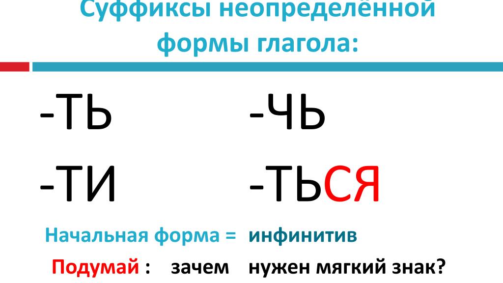 Какие суффиксы неопределенной формы