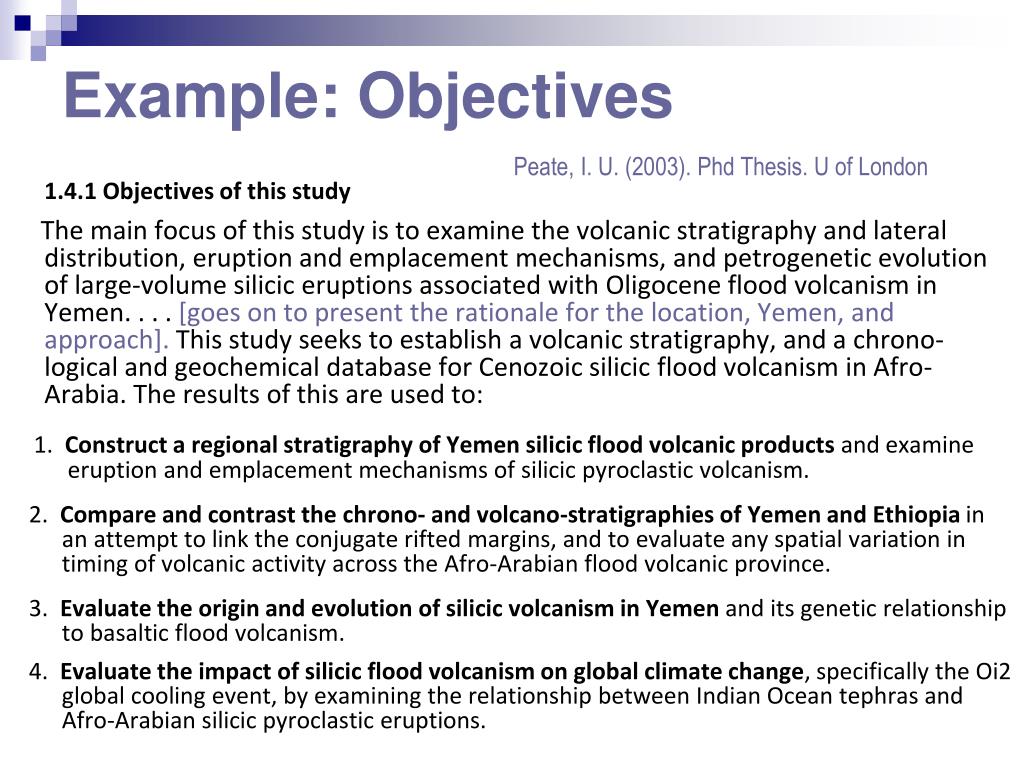example of research objective and research question