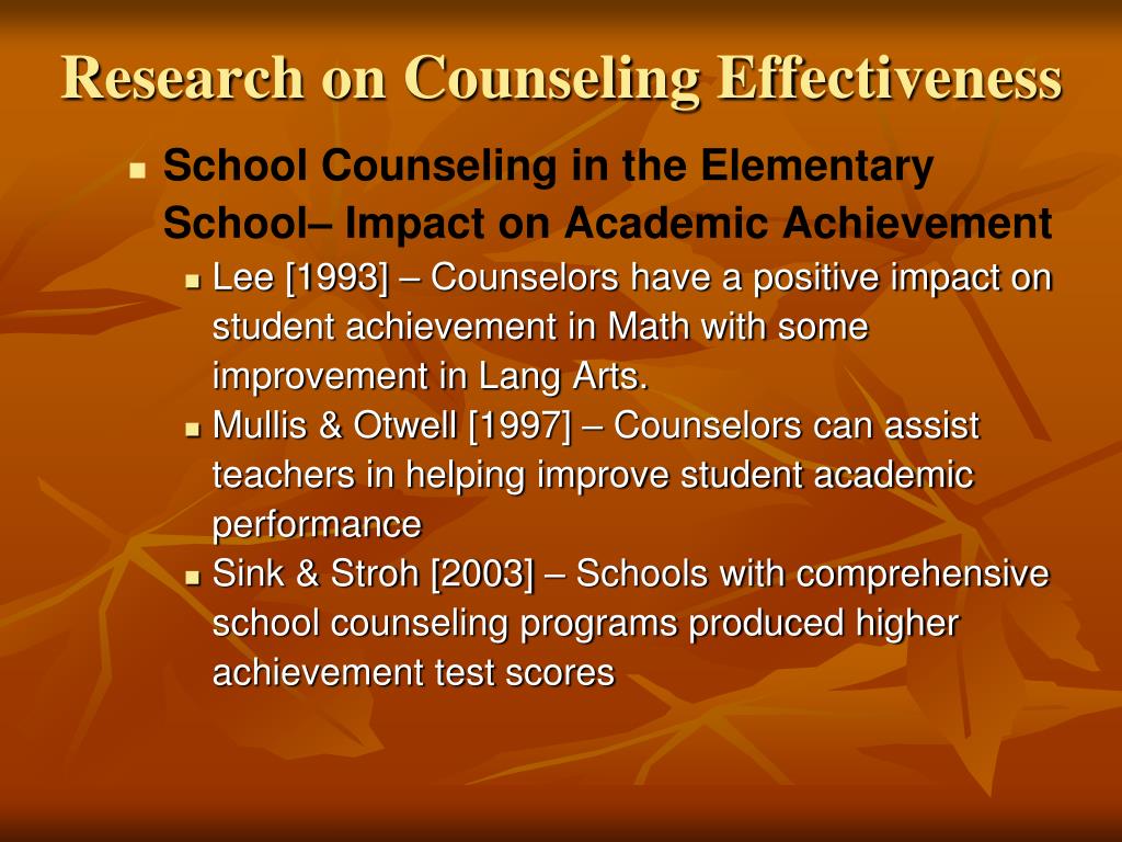 research on school counseling effectiveness