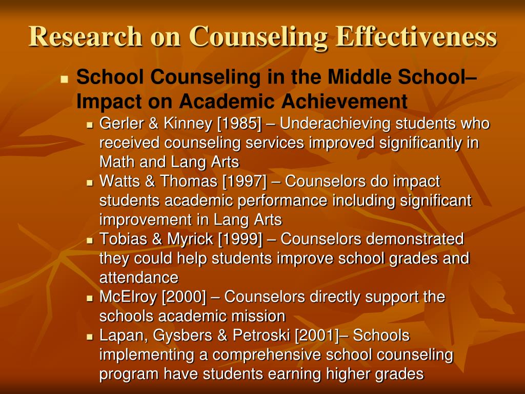 research on school counseling effectiveness