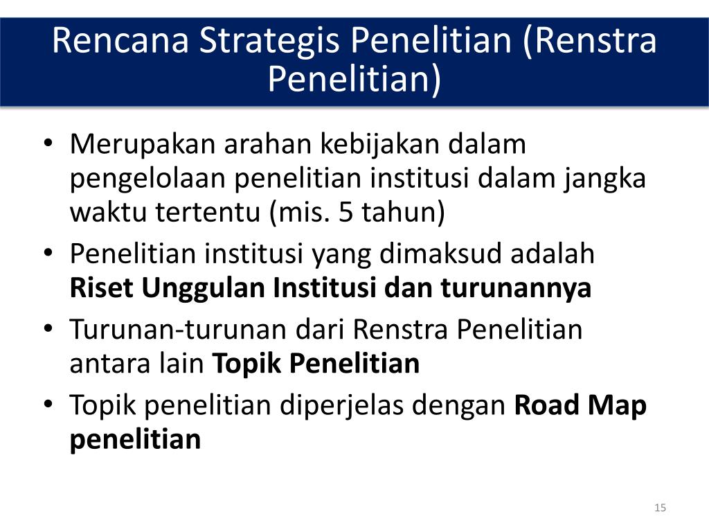 PPT - PEDOMAN PENYUSUNAN RENCANA STRATEGIS PENELITIAN PowerPoint ...