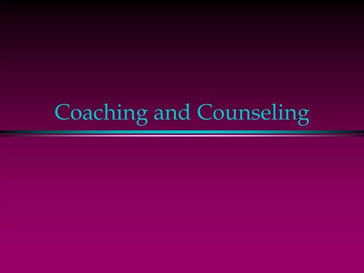 coaching and counseling n.