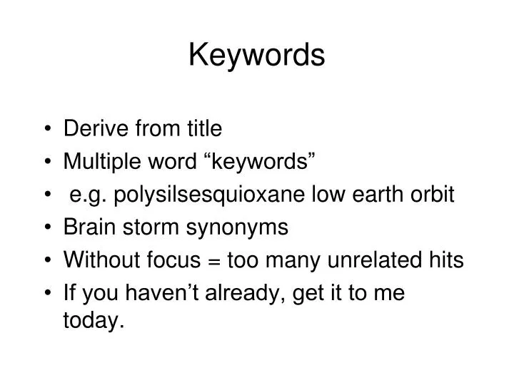 keywords n.