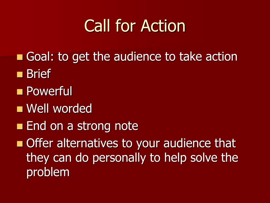 call to action with persuasive speech