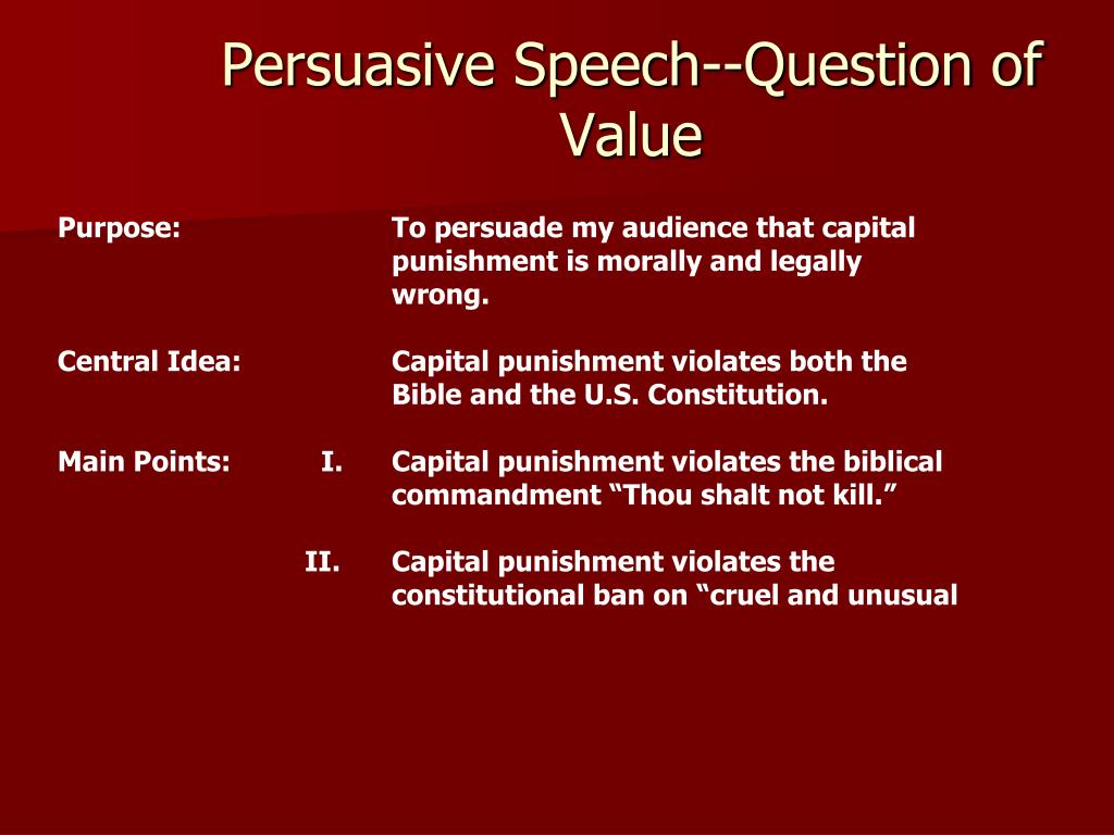 persuasive speech of value definition